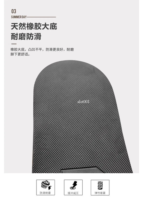 Summer New Men's Slippers Casual Breathable Beach Sandals Flat Leather Slippers