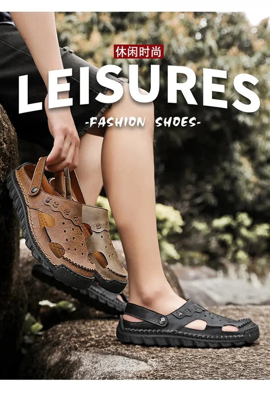 38-48 Plus Size Mens Closed Toe Hollow Out Slingback Sandals Beach Slipper Shoes