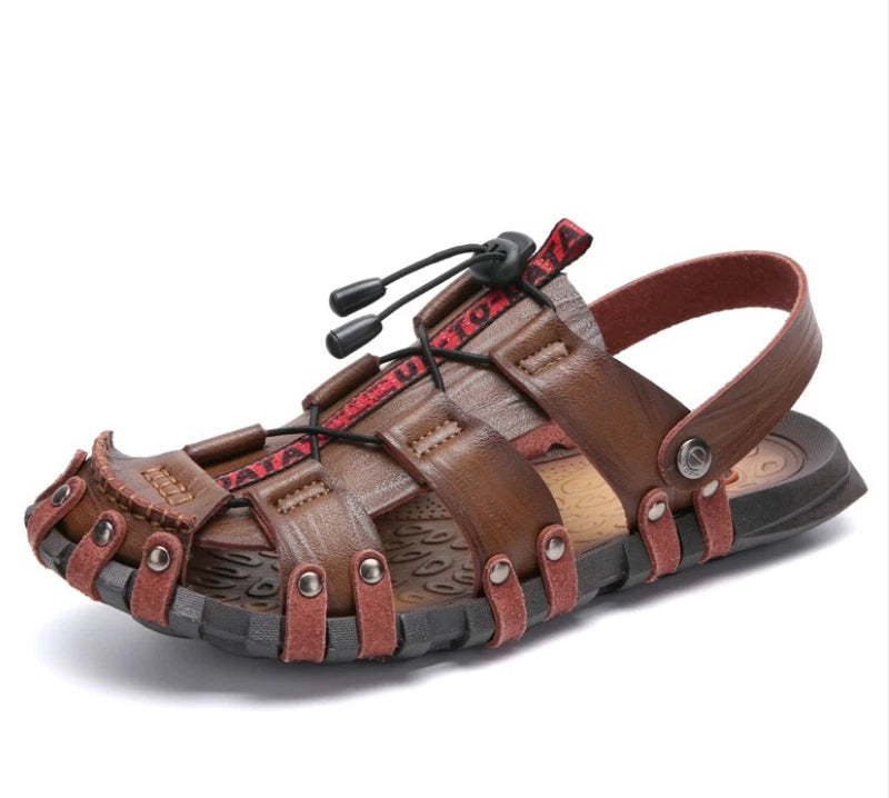 Summer Mens Outdoor Beach Casual Hollow Out Rivet Flats Slippers Sandals Shoes