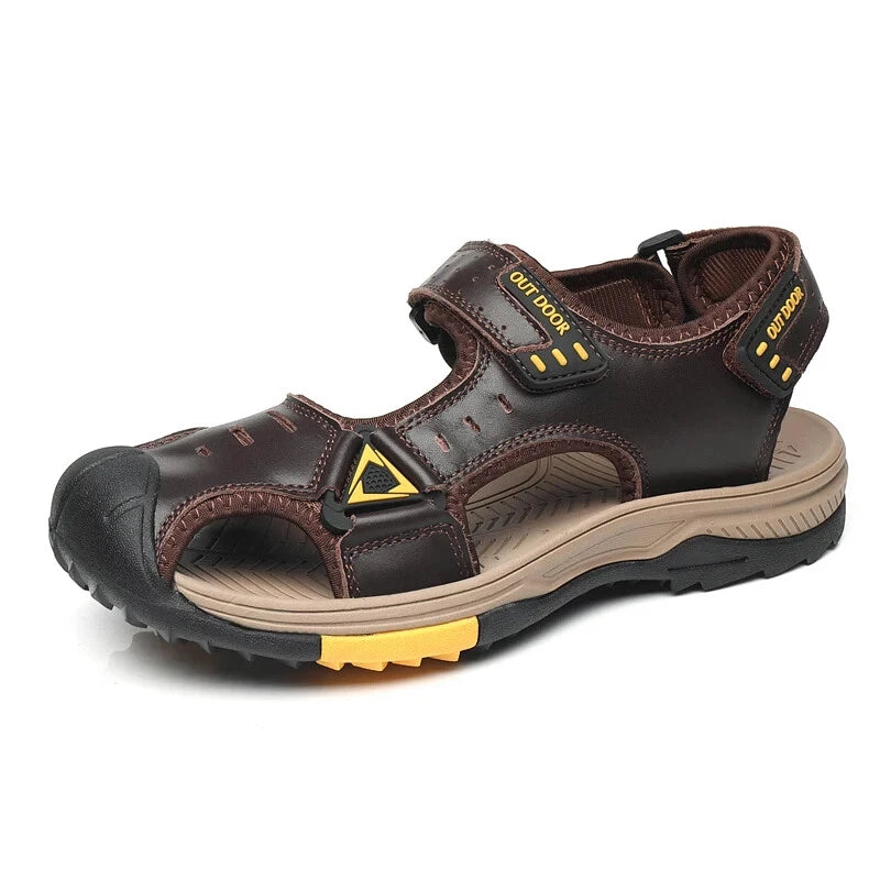 Summer Beach Men's Sandals Leather Outdoor Non-slip Wading Shoes Casual Slippers