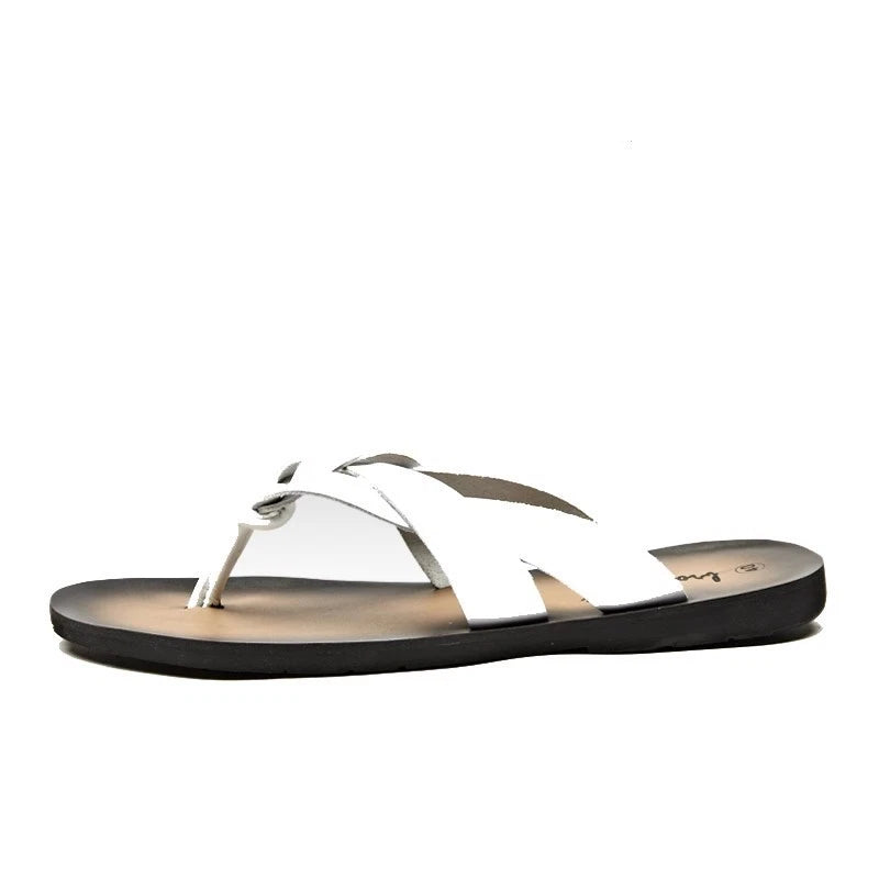 Summer Sandals New Men's Flip Flops Beach Shoes Leather Flats Casual Slippers Sz