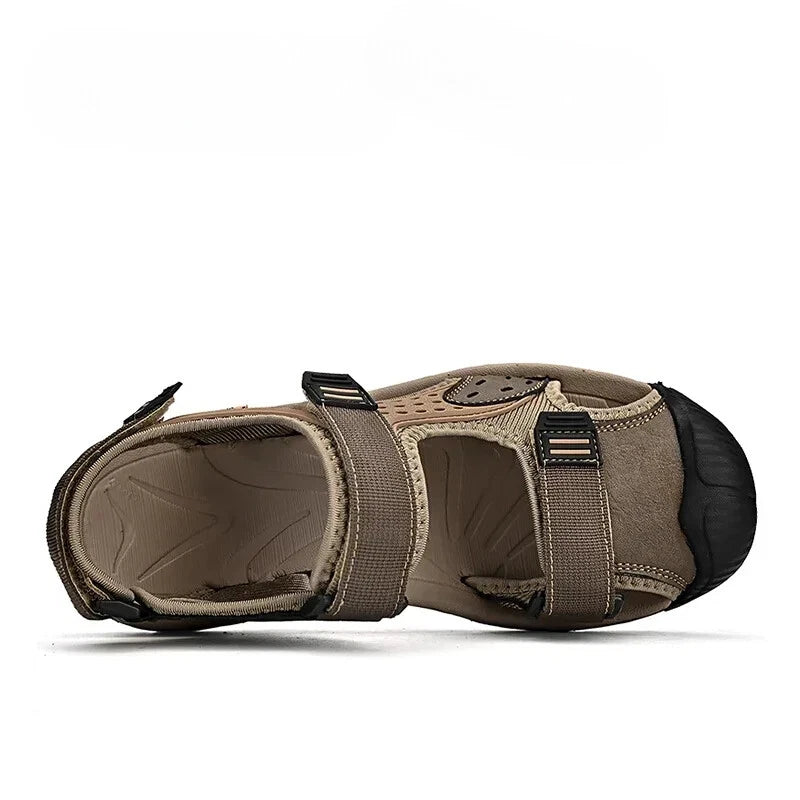 Fashion Casual Men Shoes Genuine Leather Soft Beach Sandals Breathable Slippers