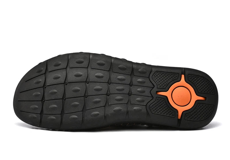 Men's Anti-Slip Leather Sandals, Closed Toe Outdoor Summer Beach Shoes