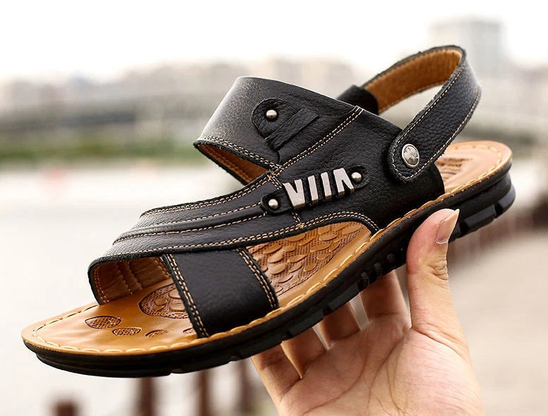 Men's slip on leather beach sport shoes comfort sandals slipper sneaker shoes