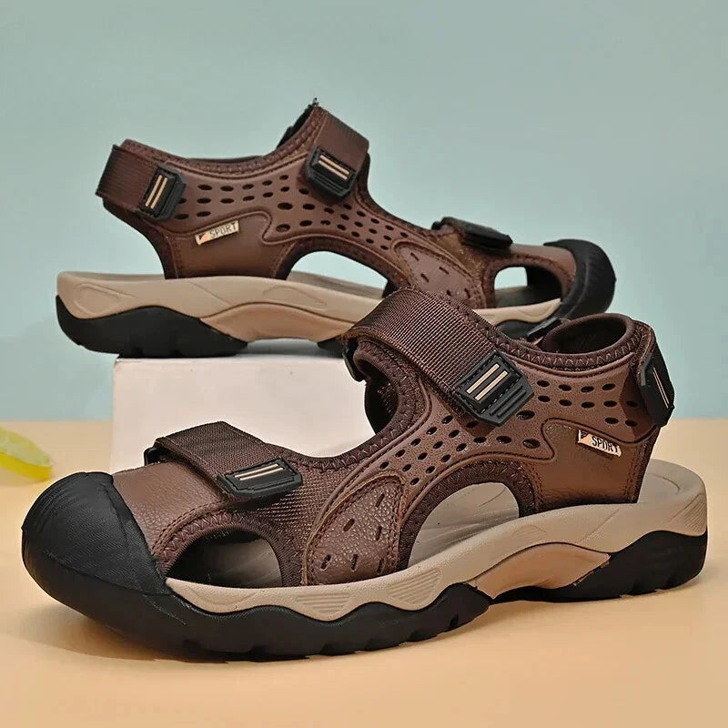 Fashion Casual Men Shoes Genuine Leather Soft Beach Sandals Breathable Slippers