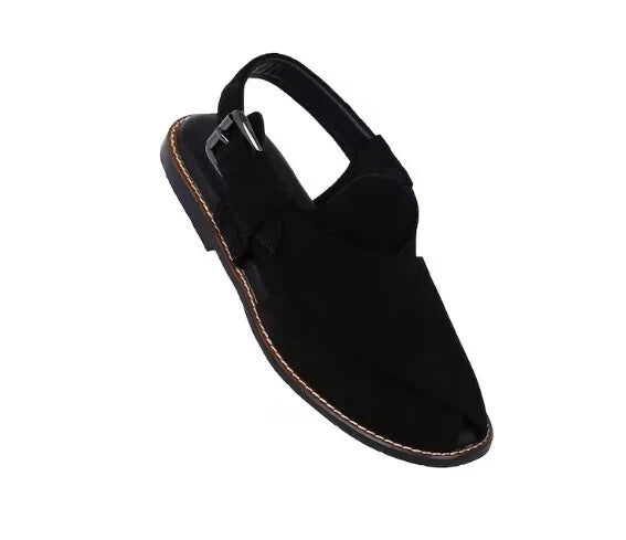 New Men's Handmade Mustard Black Peshawari Chappal Pure Suede Men's Sandals Men