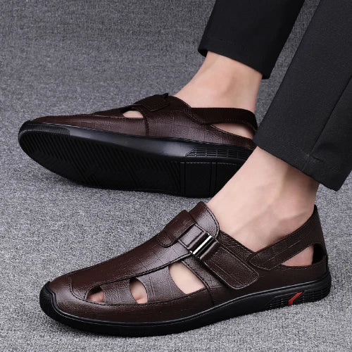 Men's Leather Sandals Beach Shoes Sports Leisure Sandals Outdoor Men's Slippers