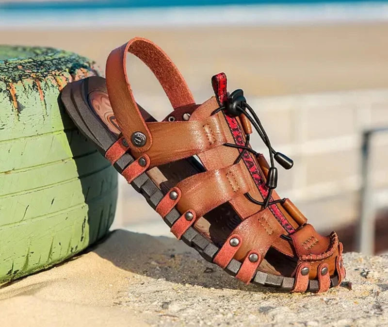 Summer Mens Outdoor Beach Casual Hollow Out Rivet Flats Slippers Sandals Shoes