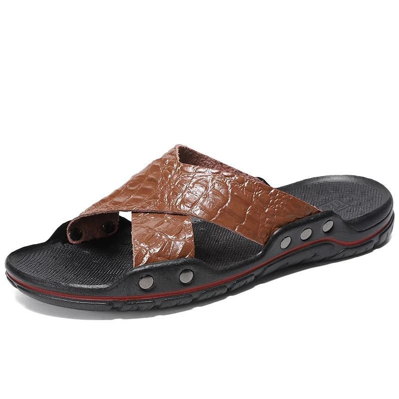 Men Slippers Slip on Flats Slides Beach Sandals Casual Shoes Big Size 38-48