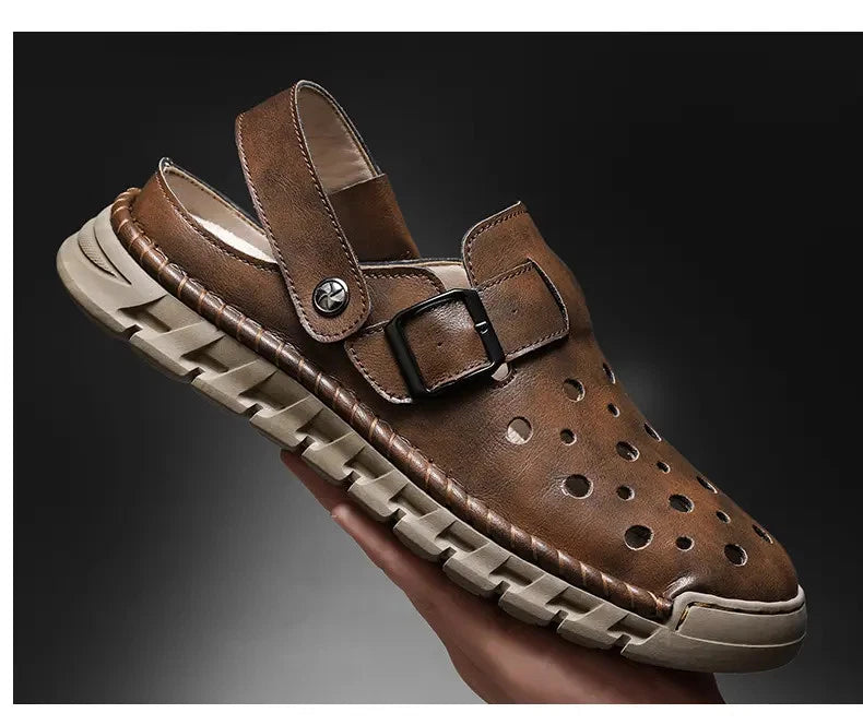 38-46 Plus Size Mens Closed Toe Hollow Out Sandals Summer Holiday Beach Slippers