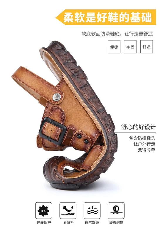 Men's Closed Toe Hollow Out Buckle Slingback Slippers Sandals Summer Beach Shoes