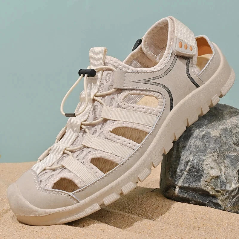 Men's Summer Sandals Hollow Breathable Flats Slippers Outdoor Beach Shoes