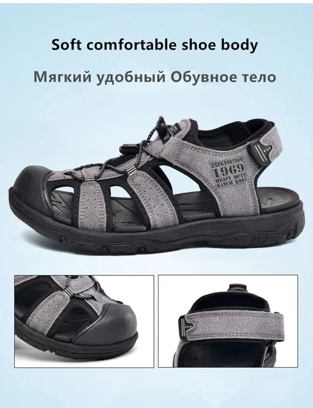 Male Casual Outdoor Sandals Summer Breathable Flat Beach Shoes Comfort Slippers