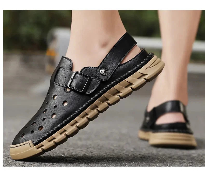 38-46 Plus Size Mens Closed Toe Hollow Out Sandals Summer Holiday Beach Slippers