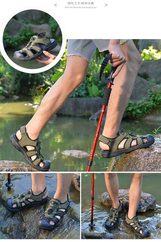 Male Casual Outdoor Sandals Summer Breathable Flat Beach Shoes Comfort Slippers