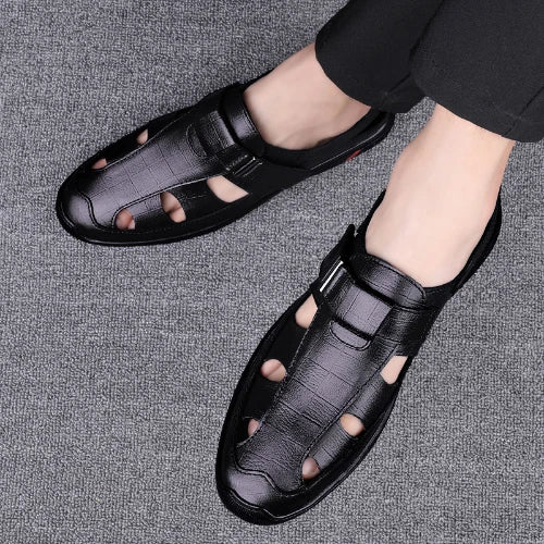 Men's Leather Sandals Beach Shoes Sports Leisure Sandals Outdoor Men's Slippers