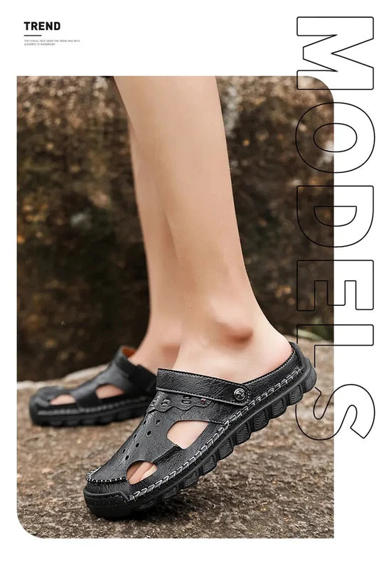 38-48 Plus Size Mens Closed Toe Hollow Out Slingback Sandals Beach Slipper Shoes