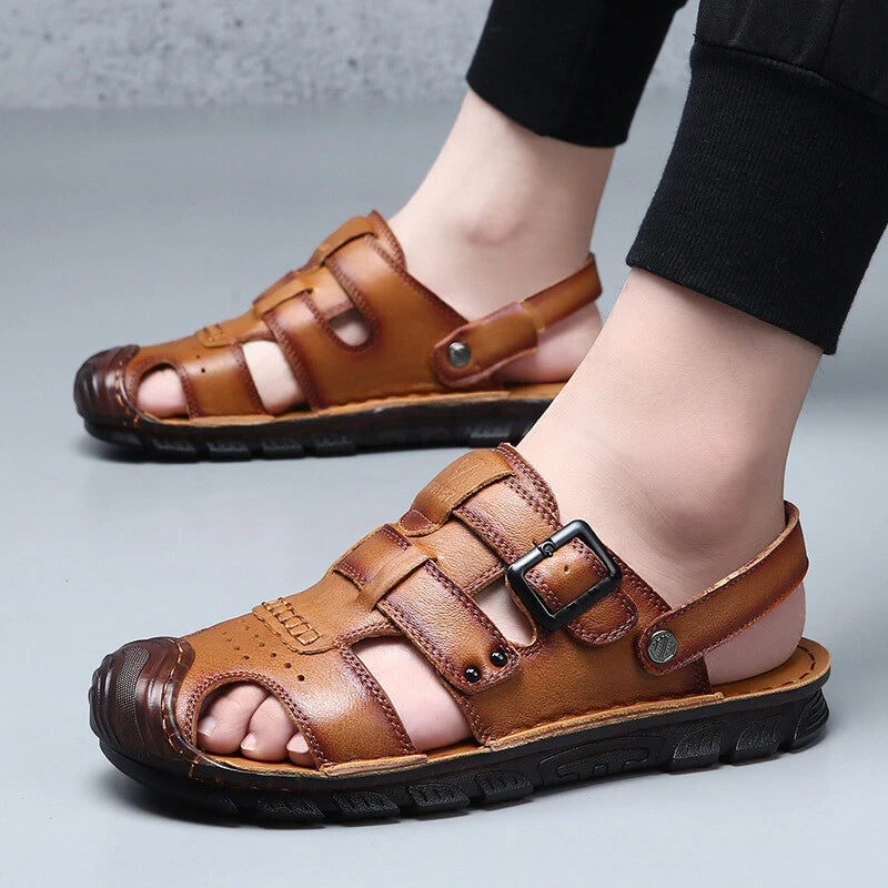 Men's Closed Toe Hollow Out Buckle Slingback Slippers Sandals Summer Beach Shoes