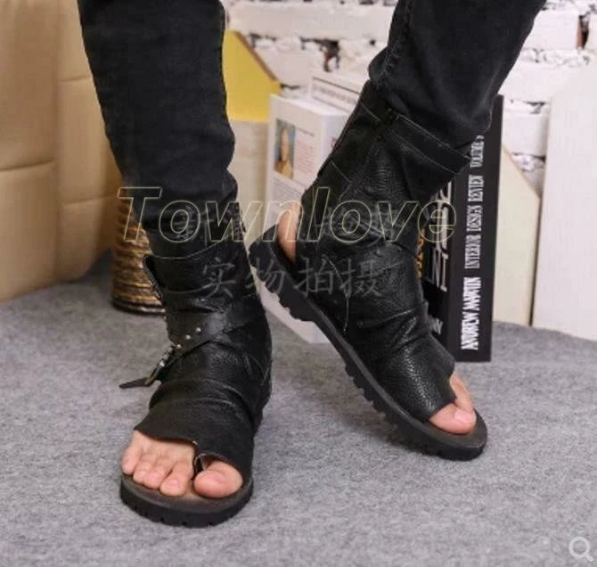 Men's Vintage Roman Sandals High Top Flip Flop Gladiator Buckle Shoes Slingback