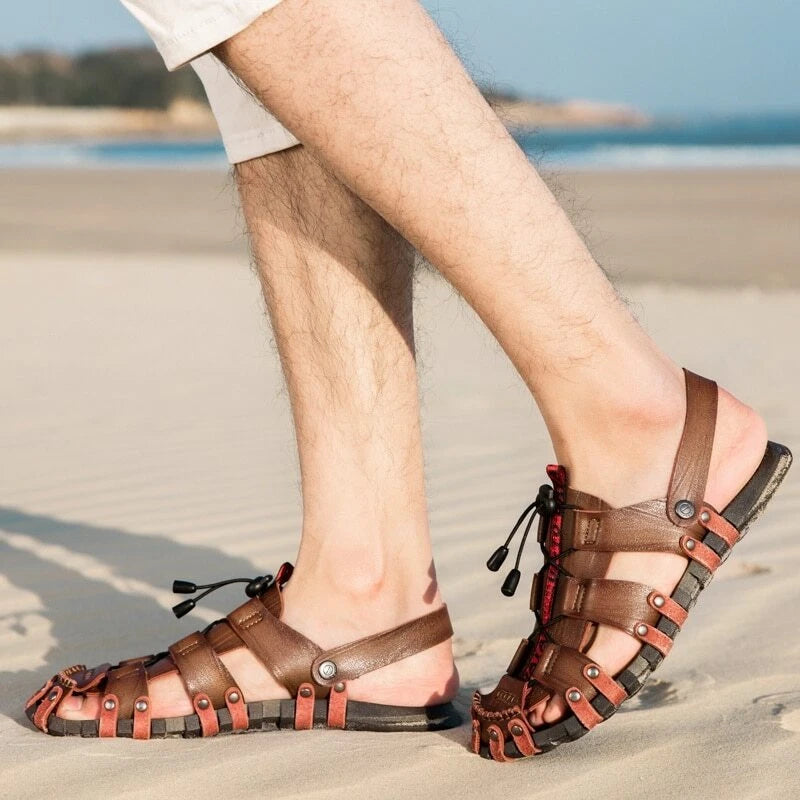 Genuine Leather Summer Sandals Men's Beach Wading Shoes Outdoor Casual Sandals