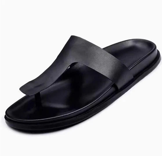Slippers Mens Summer Sandals Flip-flops Platform Leather Beach Shoes British
