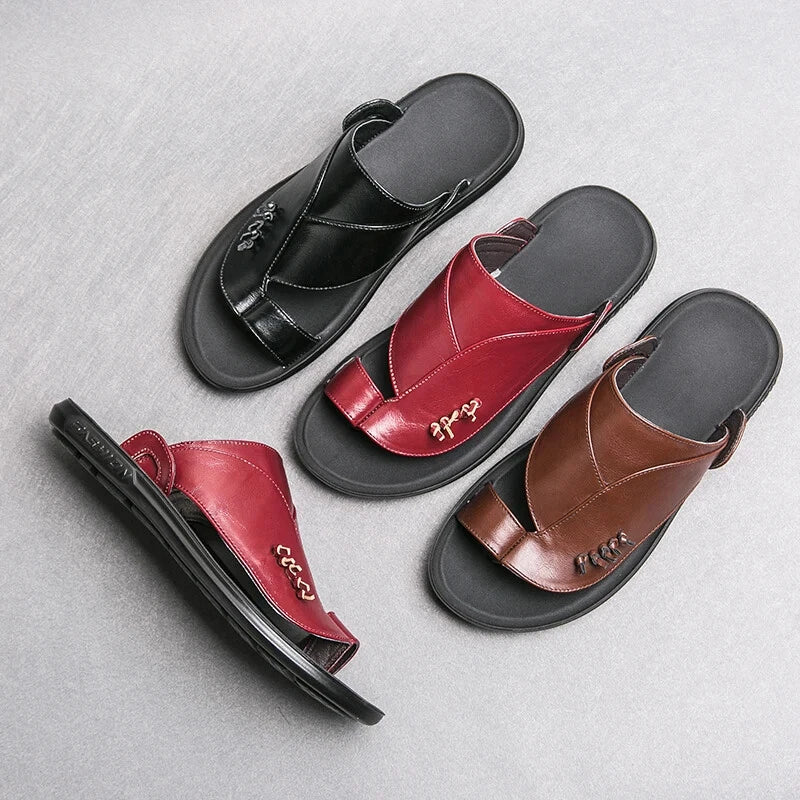 Summer Business Men's Leather Sandals Slippers Formal Outdoor Beach Shoes