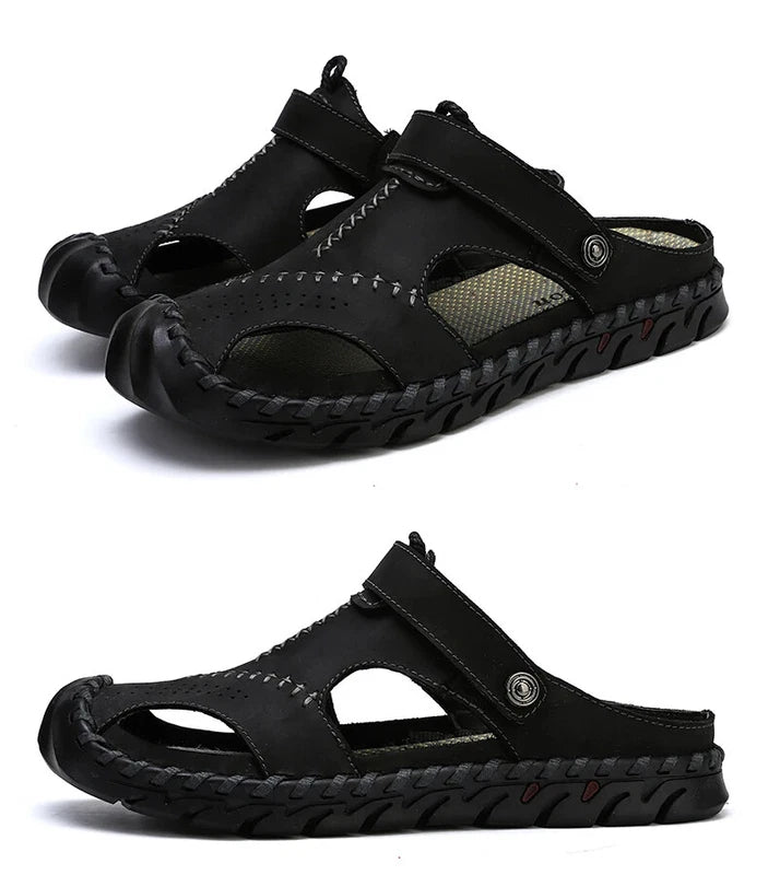 Leather Men's Sandals Summer Beach Slippers Casual Outdoor Shoes Big Size 13