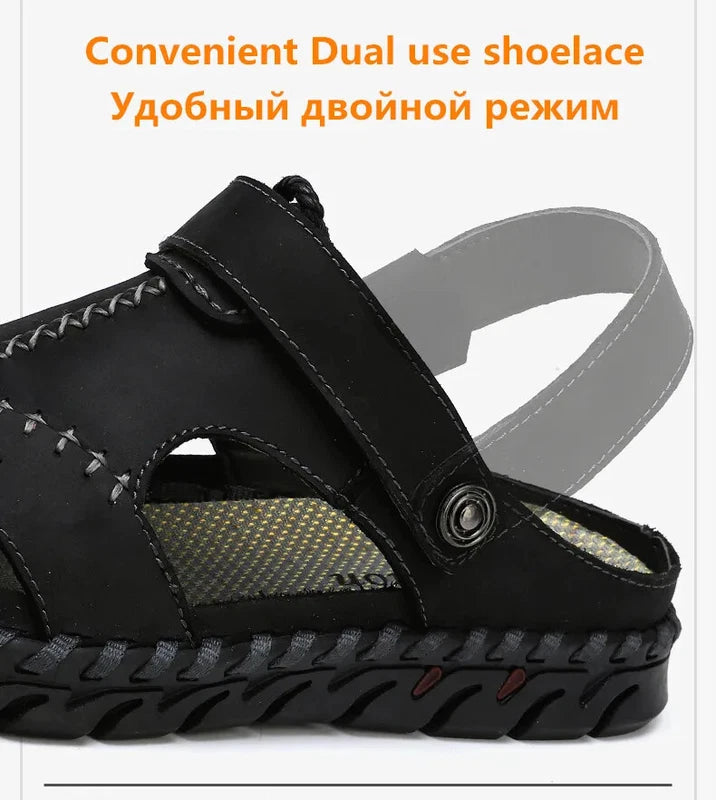 Leather Men's Sandals Summer Beach Slippers Casual Outdoor Shoes Big Size 13