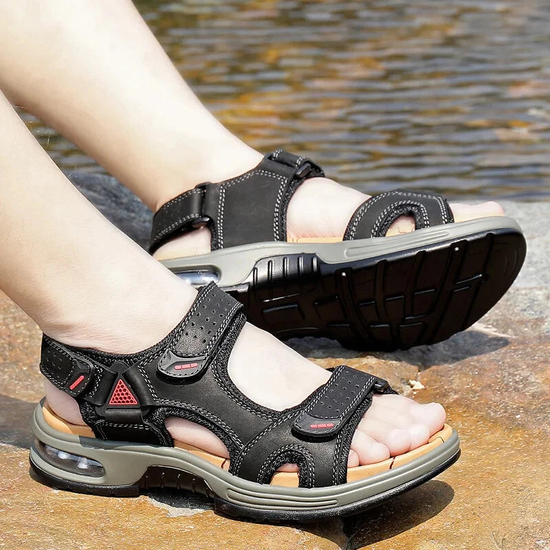 Summer Comfortable Men's Sandals Leather Breathable Slippers Outdoor Beach Shoes
