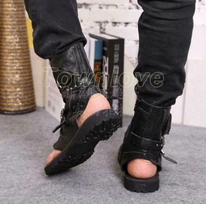 Men's Vintage Roman Sandals High Top Flip Flop Gladiator Buckle Shoes Slingback
