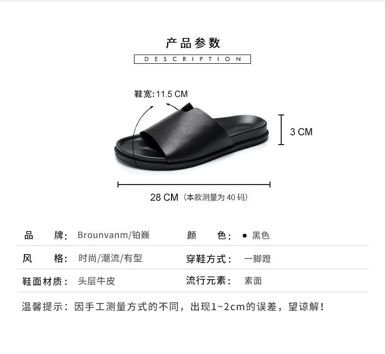 Mens Open Toe Real Leather Sandals Slipper Outdoor Beach Holiday Shoes Summer Sz
