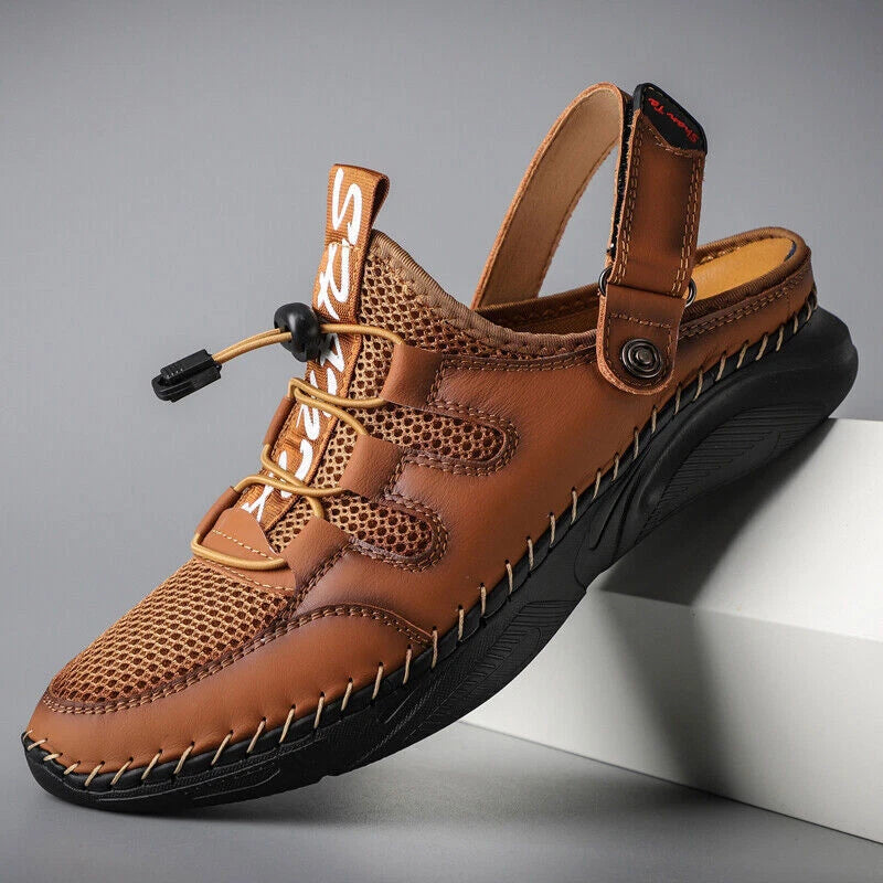 Mens Sandals Leather Mesh Beach Water Slipper Rubber Classic Non-slip