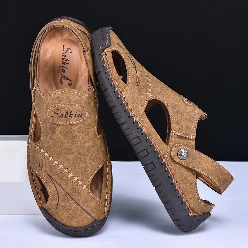 Men Casual Shoes Hollow Breathable Sandals Slip On Flats Slippers Beach Shoes