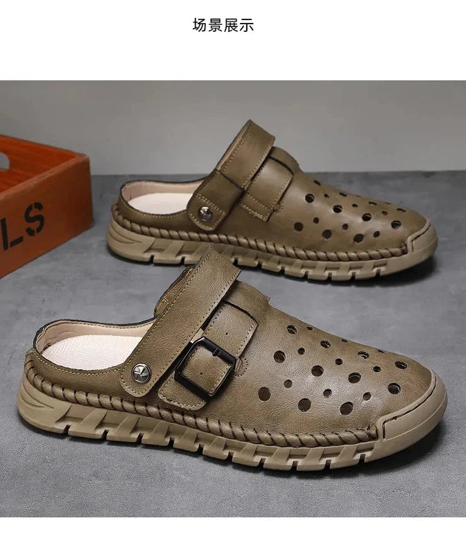 38-46 Plus Size Mens Closed Toe Hollow Out Sandals Summer Holiday Beach Slippers