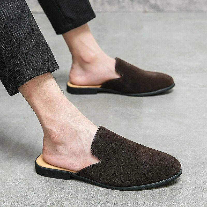 Mens Faux Suede Moccasin Casual Mules Loafers Round Toe Slip On Leisure Slippers