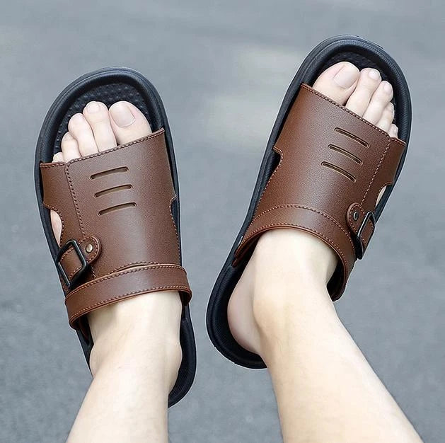 Men's Beach Sandals Shoes Peep Toe Casual Flat Summer Slippers Comfort New 39-45