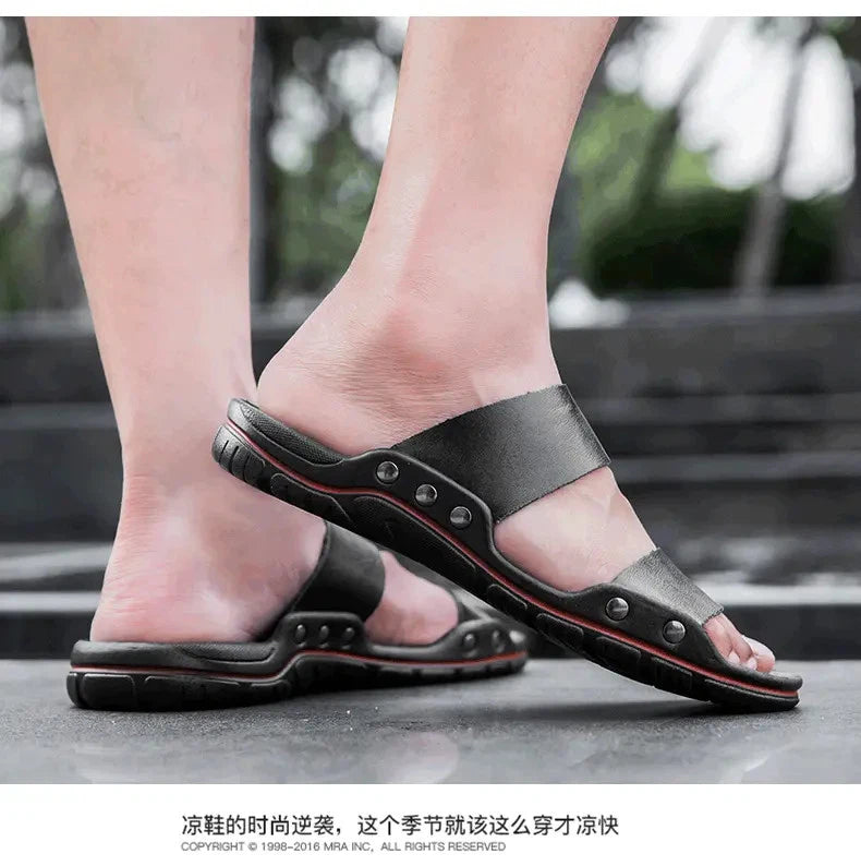 38-48 Sz Mens Open Toe Slip on Slippers Sandals Beach Holiday Summer Flats Shoes