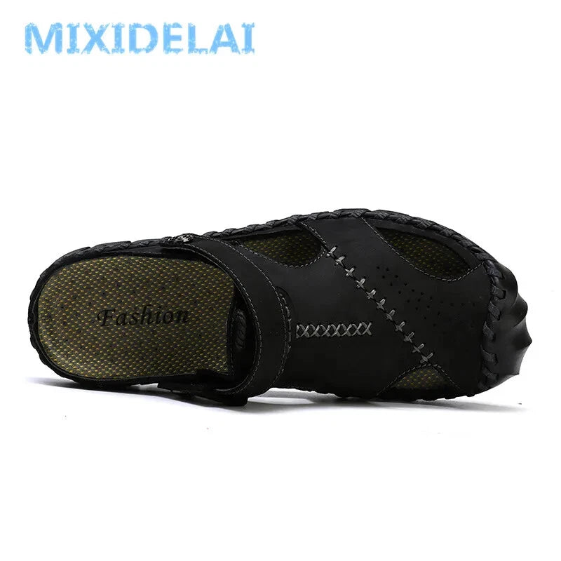 Leather Men's Sandals Summer Beach Slippers Casual Outdoor Shoes Big Size 13