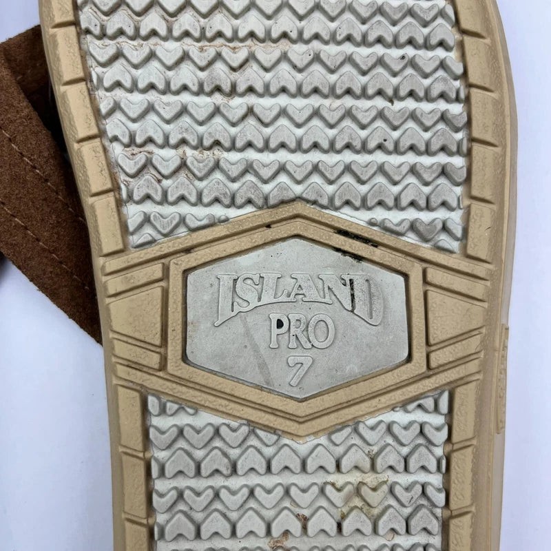 Island Slipper Brown Suede Mens Size 7 MADE IN HAWAII Flip Flops Sandals