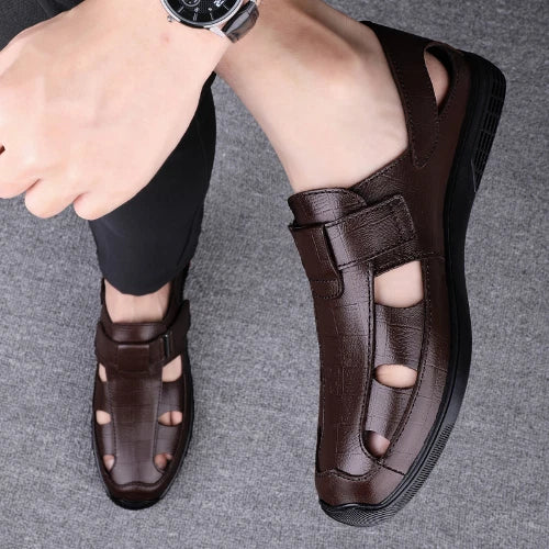 Men's Leather Sandals Beach Shoes Sports Leisure Sandals Outdoor Men's Slippers