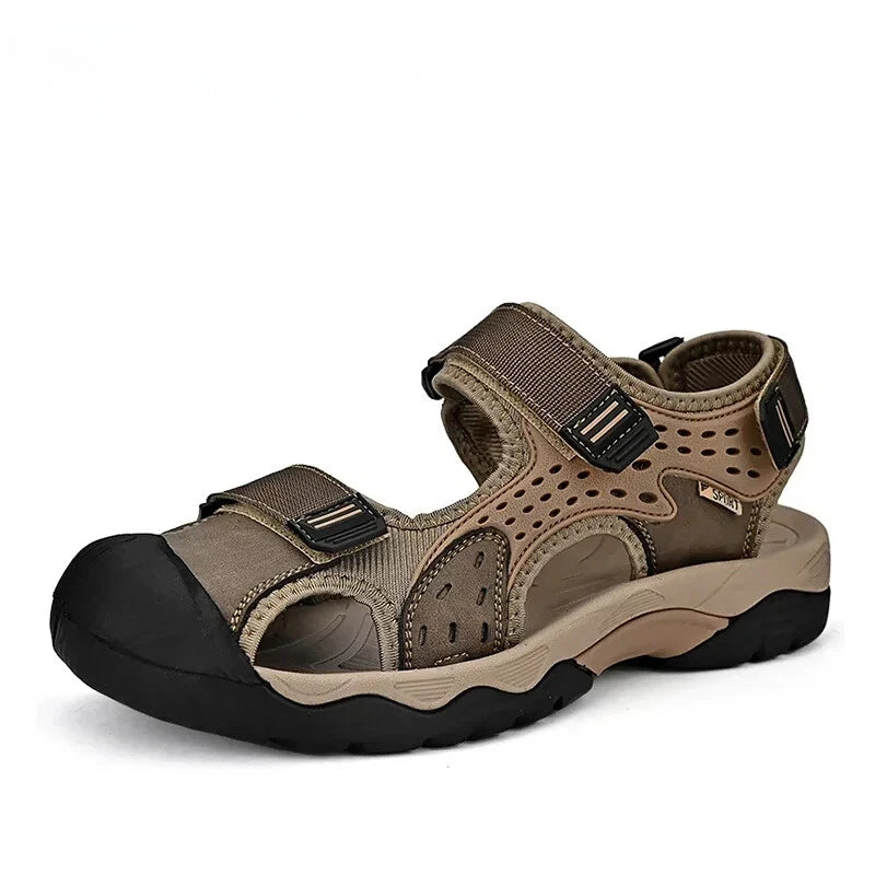 Fashion Casual Men Shoes Genuine Leather Soft Beach Sandals Breathable Slippers
