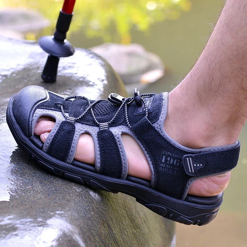 Male Casual Outdoor Sandals Summer Breathable Flat Beach Shoes Comfort Slippers