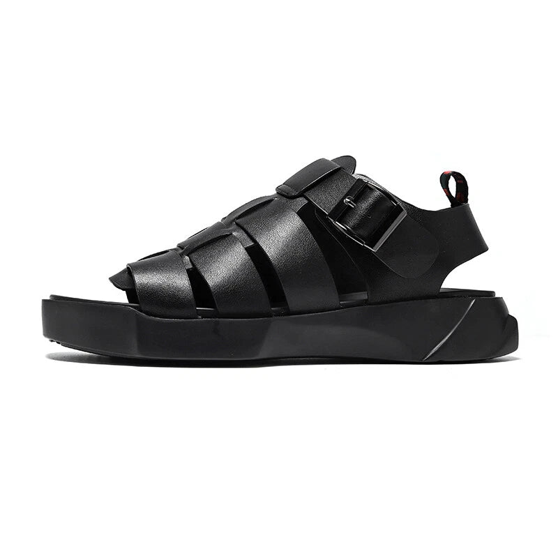 Men's Leather Slippers Slip On Mules Shoes Roman Sandals Outdoor Leisure Beach