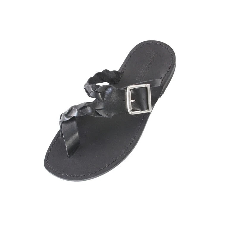 Men's Leather Flip Flops Sandals Slippers Summer Shoes Salento Black