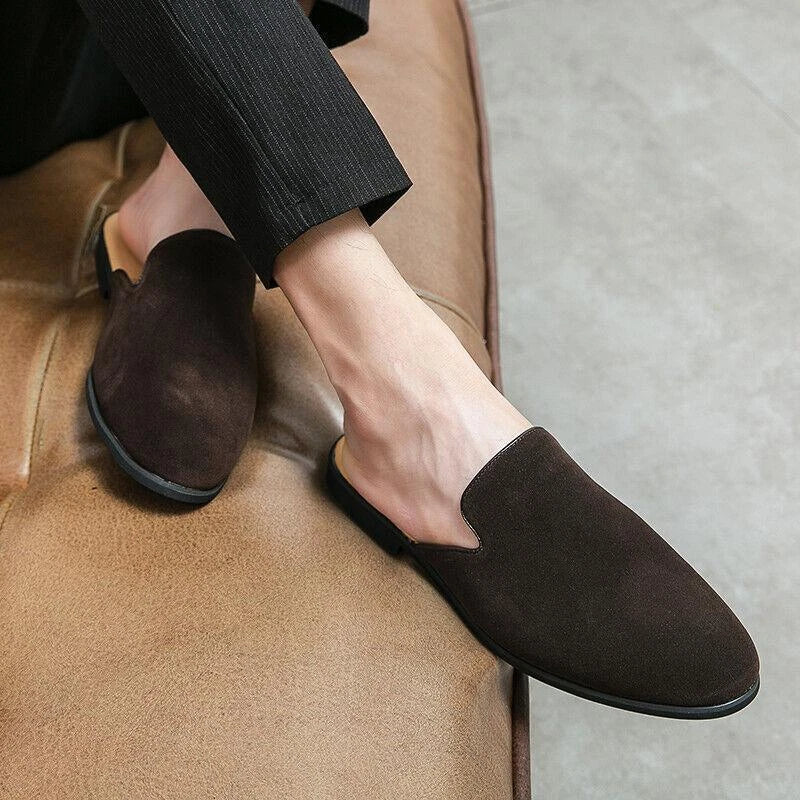 Mens Faux Suede Moccasin Casual Mules Loafers Round Toe Slip On Leisure Slippers