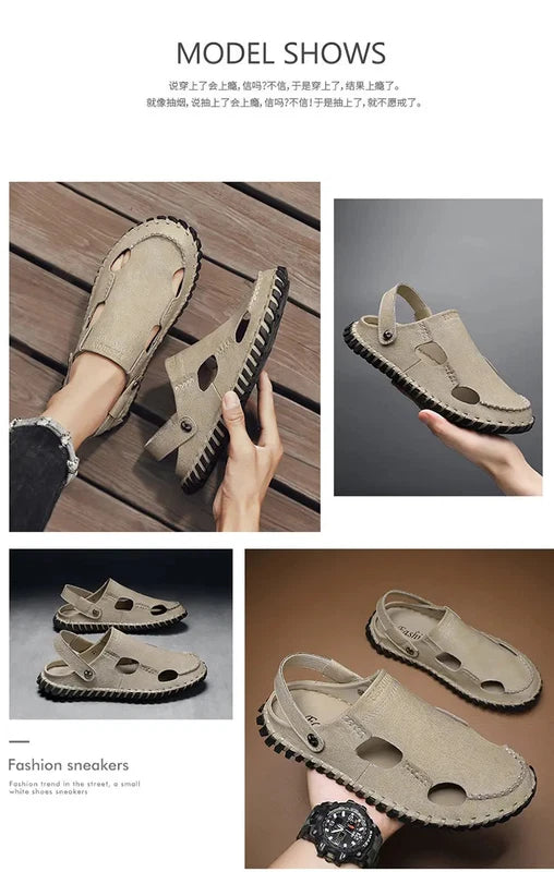 38-48 Mens Closed Round Toe Slingback Sandals Slippers Beach Holiday 2 Ways Wear