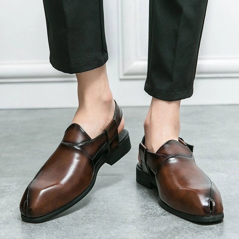Men's Sandals Anti-collision Driving Shoes Handmade Beach Retro Sandals Slippers