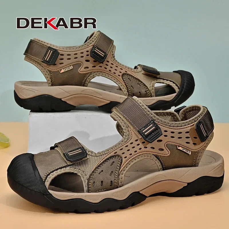Fashion Casual Men Shoes Genuine Leather Soft Beach Sandals Breathable Slippers