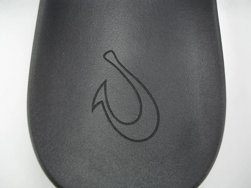 Men's sz 13 M OluKai Maha 'Olu Slides Sandals Black Slip-On Slipper Gym Shower