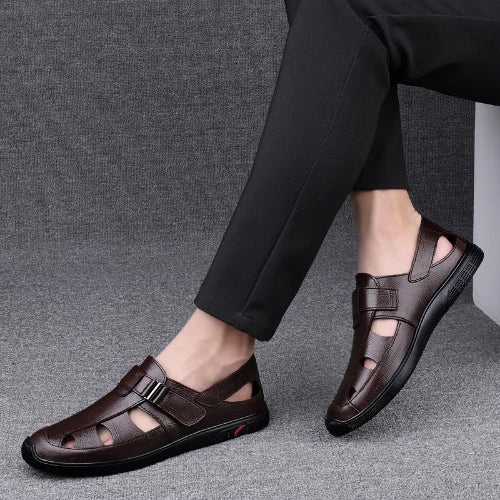 Men's Leather Sandals Beach Shoes Sports Leisure Sandals Outdoor Men's Slippers